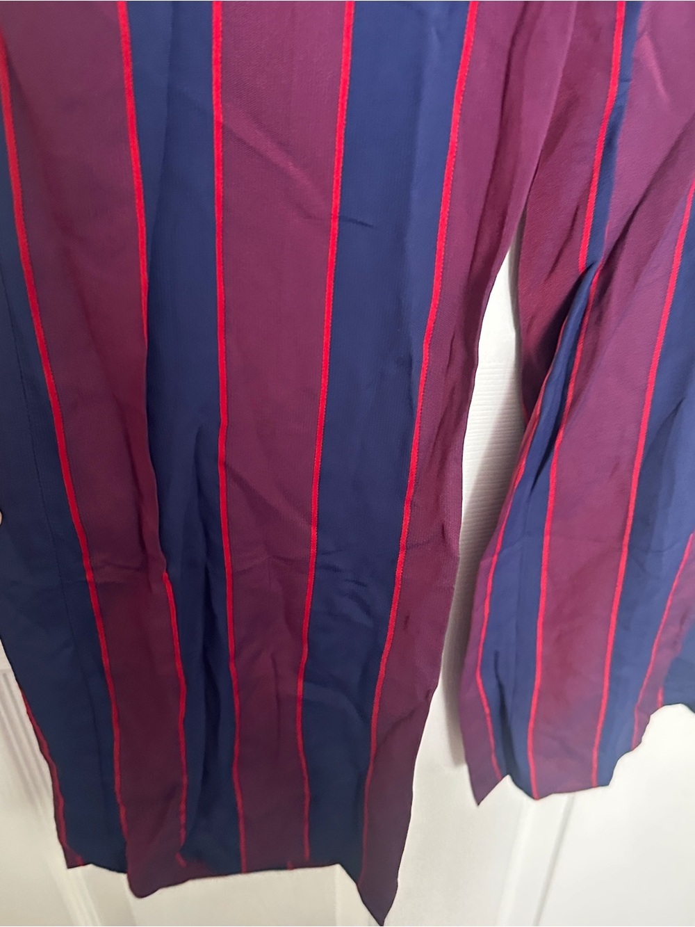 Express Burgundy & Navy Vertical-Strip Wide-Leg Pants - Picture 4 of 6